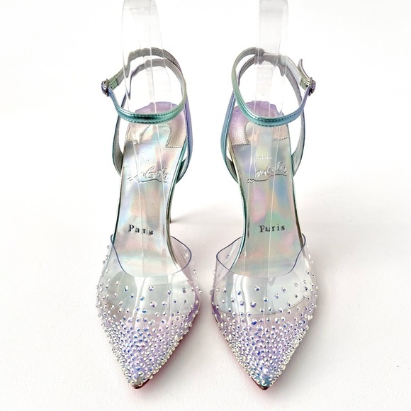 CHRISTIAN LOUBOUTIN | Spikaqueen 100 PVC Crystal Pointed Pumps EU 37.5 US 7.5 - Picture 5 of 16